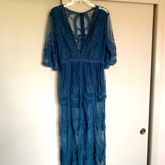 Vici Dresses & Skirts - Vici Lace Maxi Romper-Teal